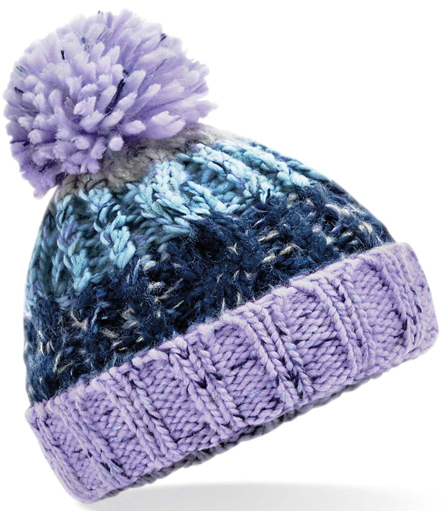Single Pom Pom Thick Knit Hat - Lavender