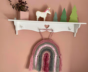 Hand Crocheted Rainbow Decoration - Pink & Grey