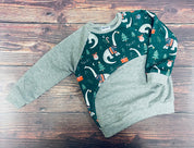 Green Dinosaurs Curve Sweater - Grey