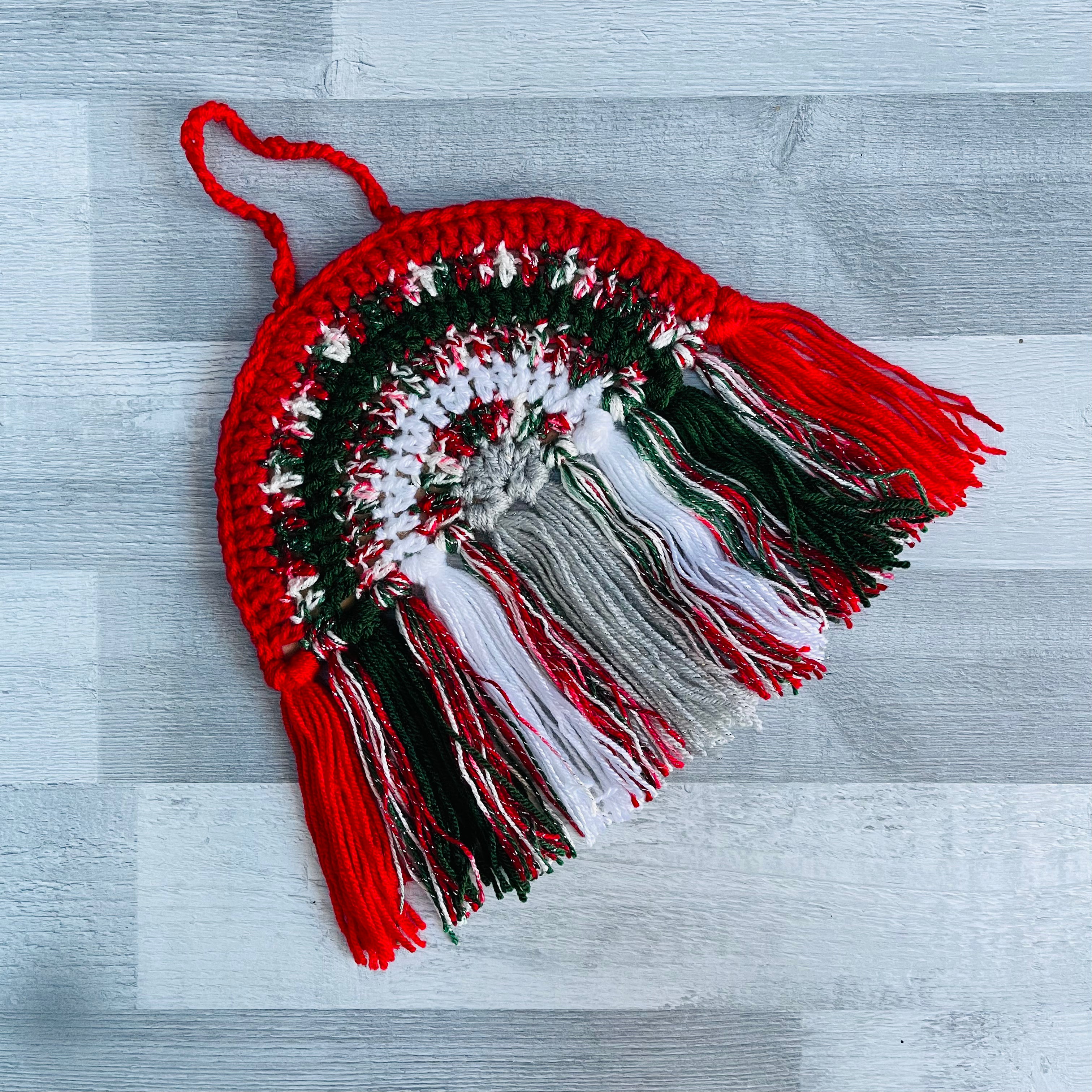 Hand Crocheted Rainbow Decoration - Christmas Palette