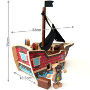 Wooden Pirate Ship with Play Pieces - 31 pieces