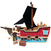 Wooden Pirate Ship with Play Pieces - 31 pieces