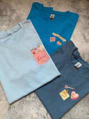 Love Faux Pocket Tee - Light Blue - 7/8 Years