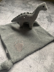 Knitted Organic Grey Dinosaur Comforter