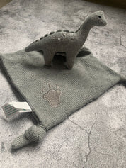 Knitted Organic Grey Dinosaur Comforter