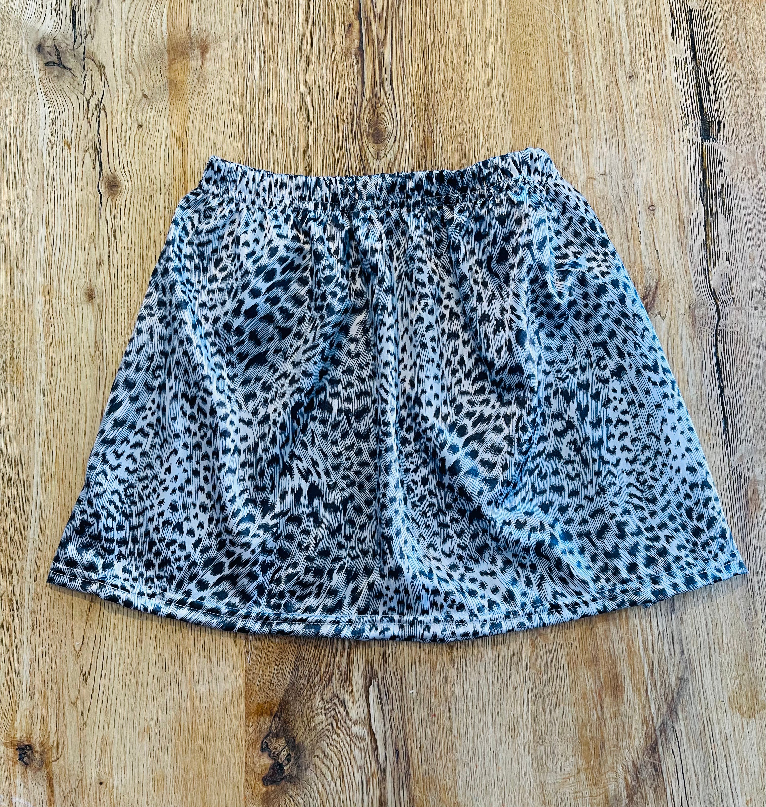Silk feel Snow Leopard Circle Skirt