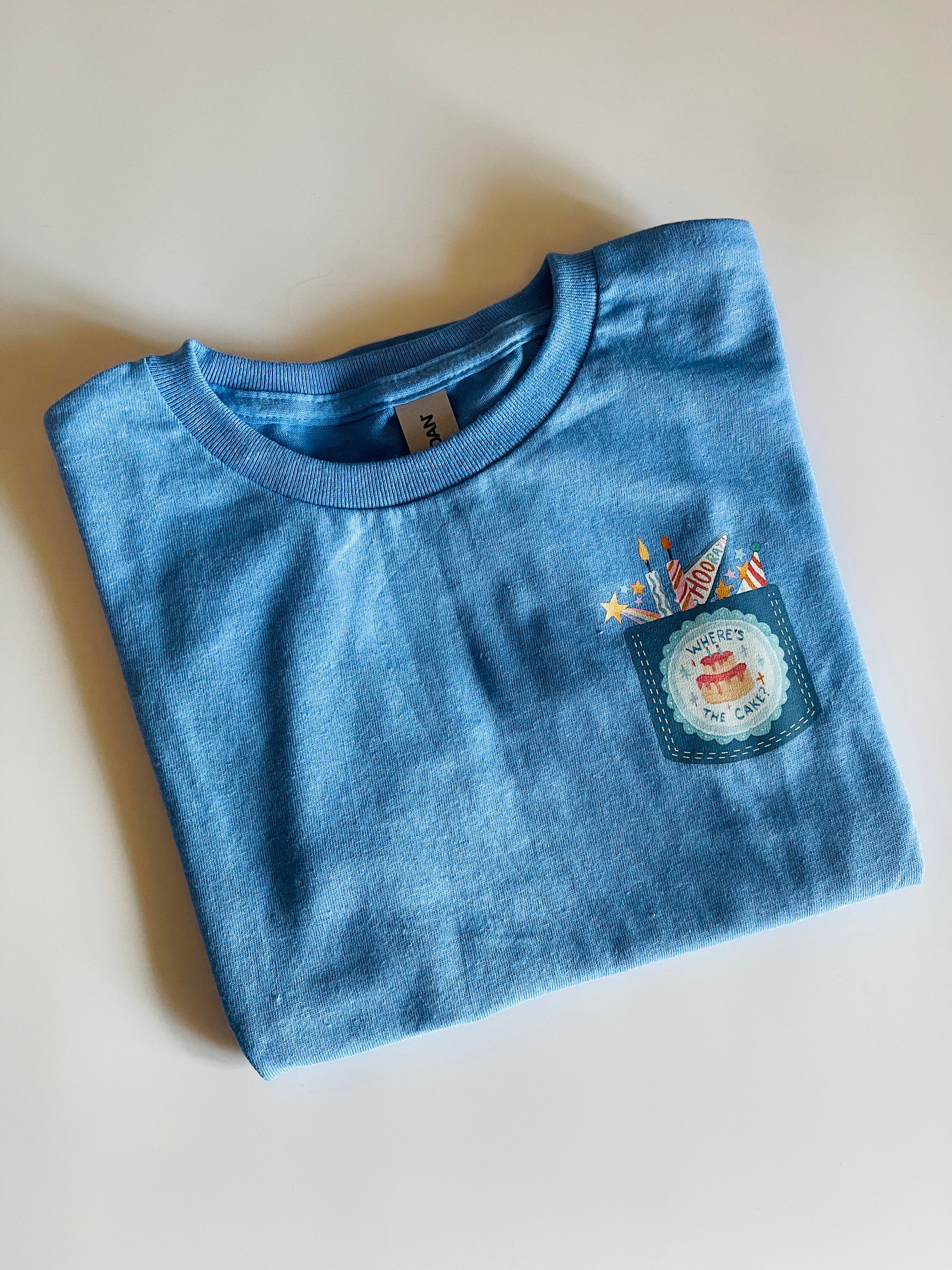 Where's the Cake? Faux Pocket Tee - 3/4 years