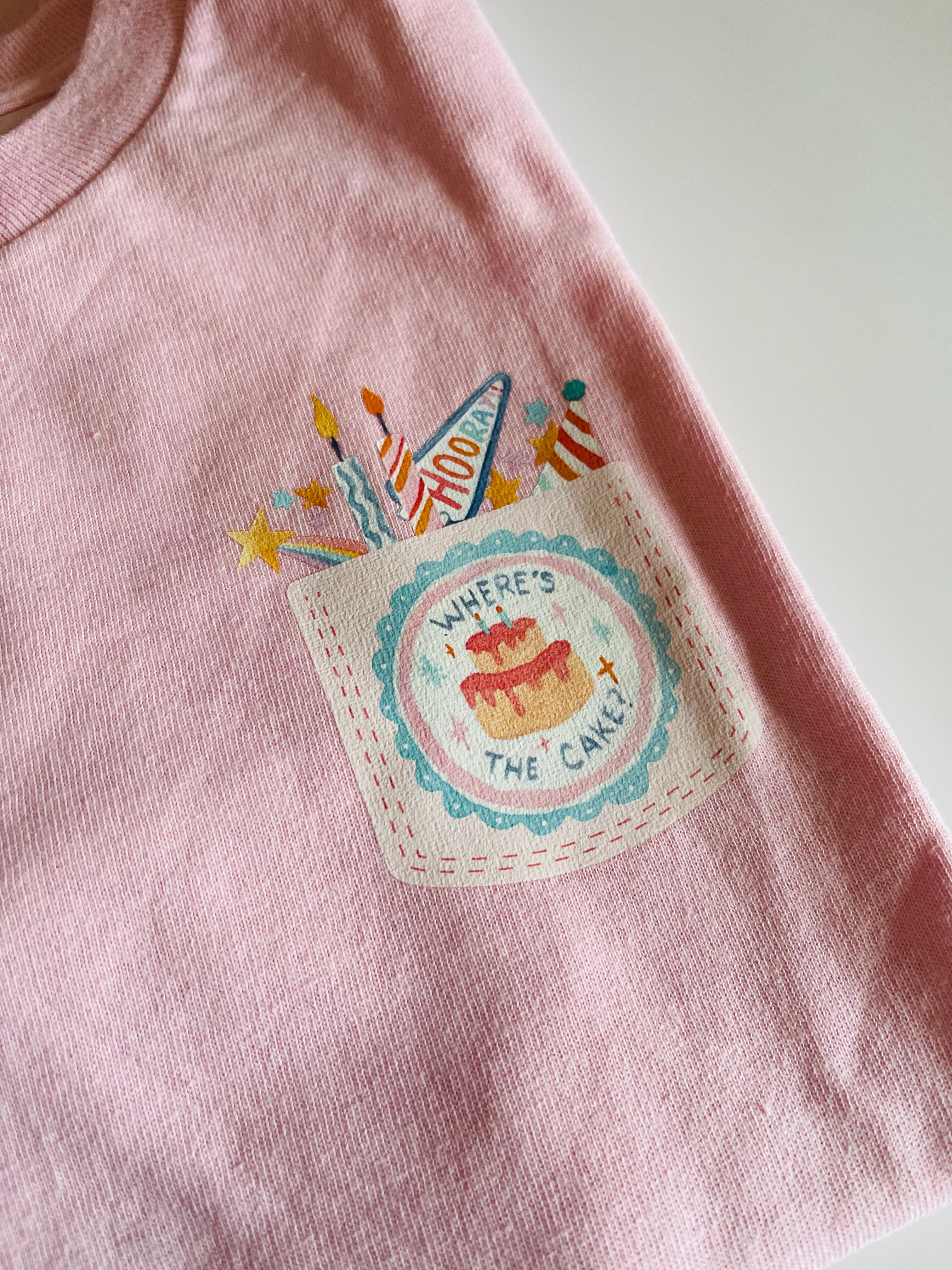 Where's the Cake? Faux Pocket Tee - 7/8 years