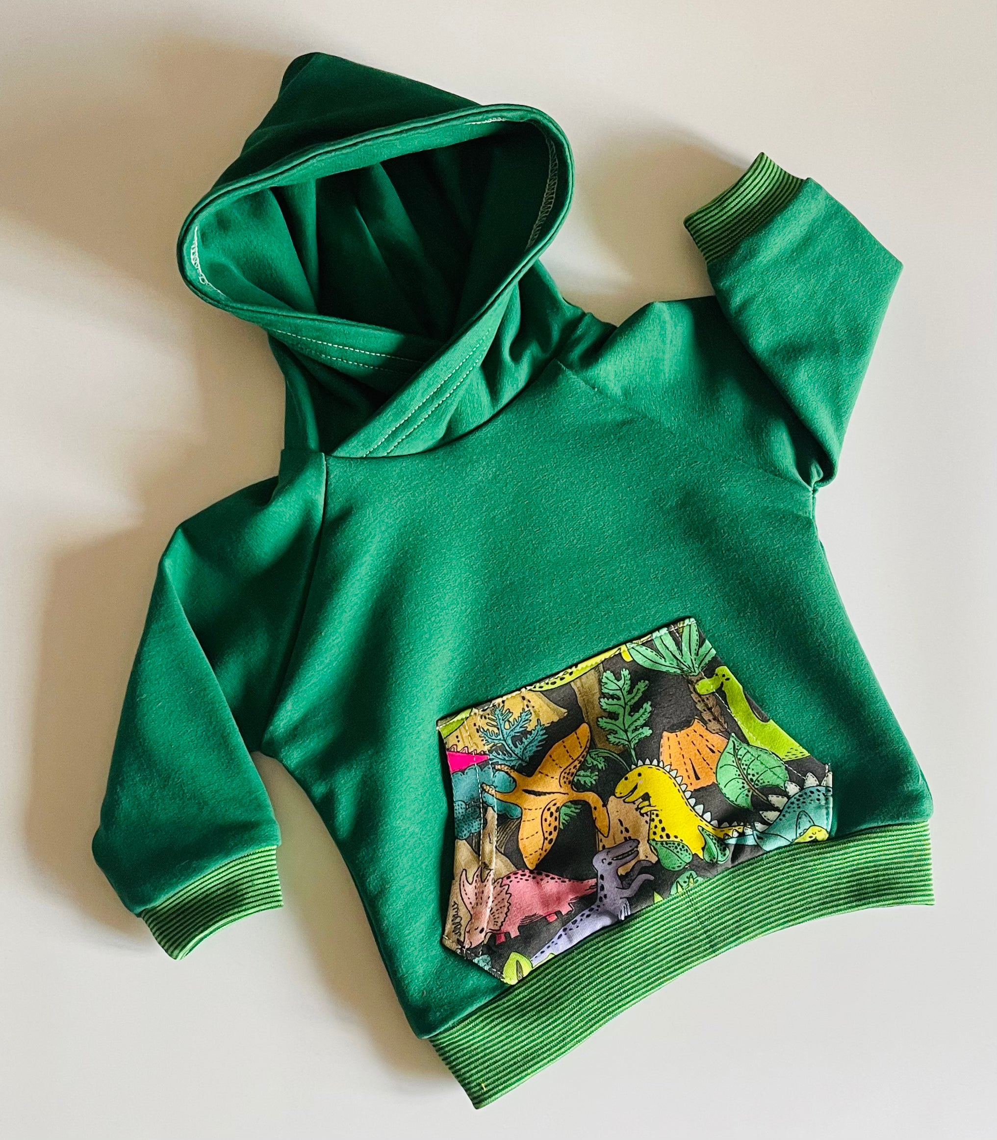 Green Dinosaur Hoodie - 0/3 months