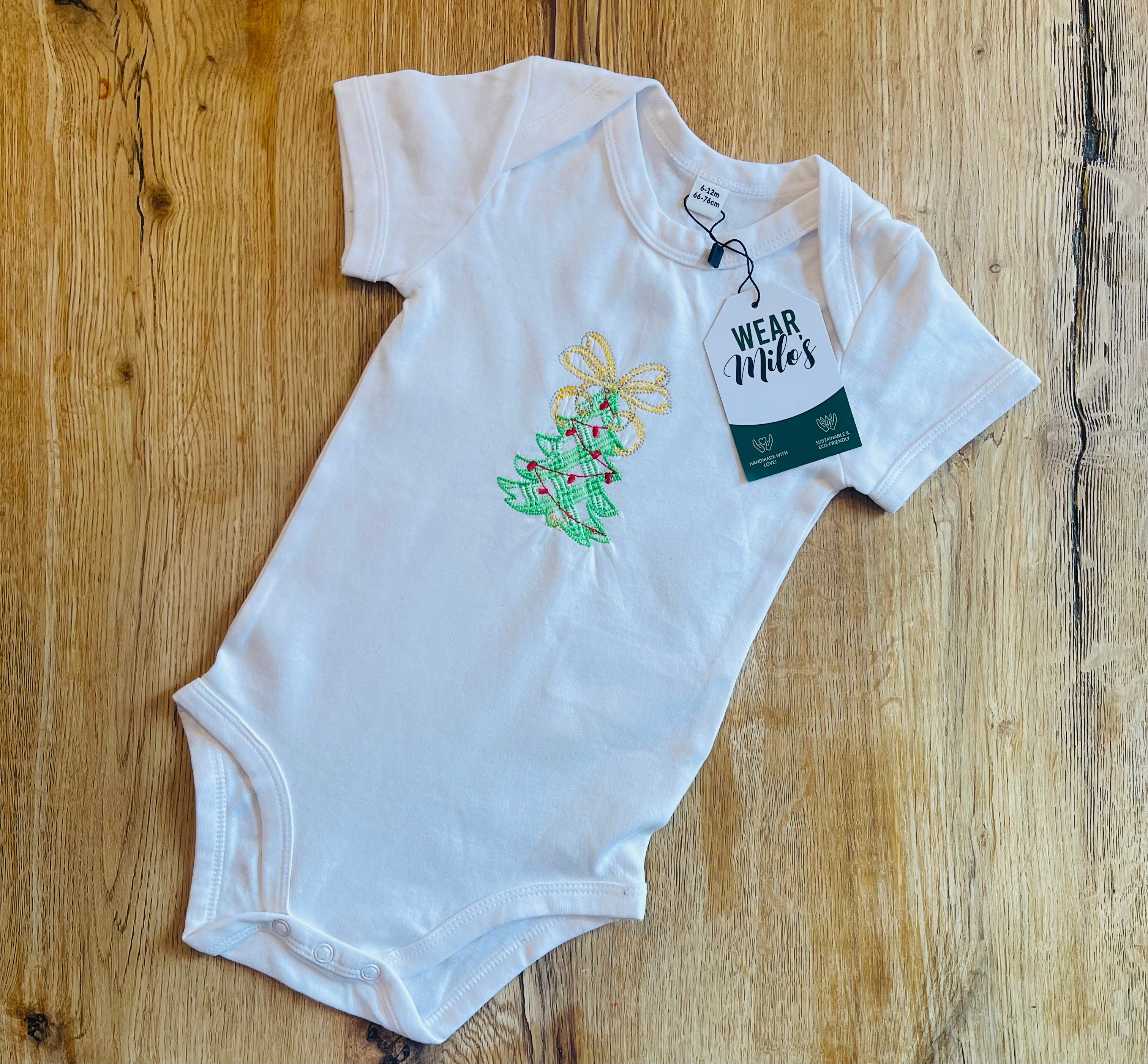Christmas Tree Embroidered Baby Vest - 6-12 months