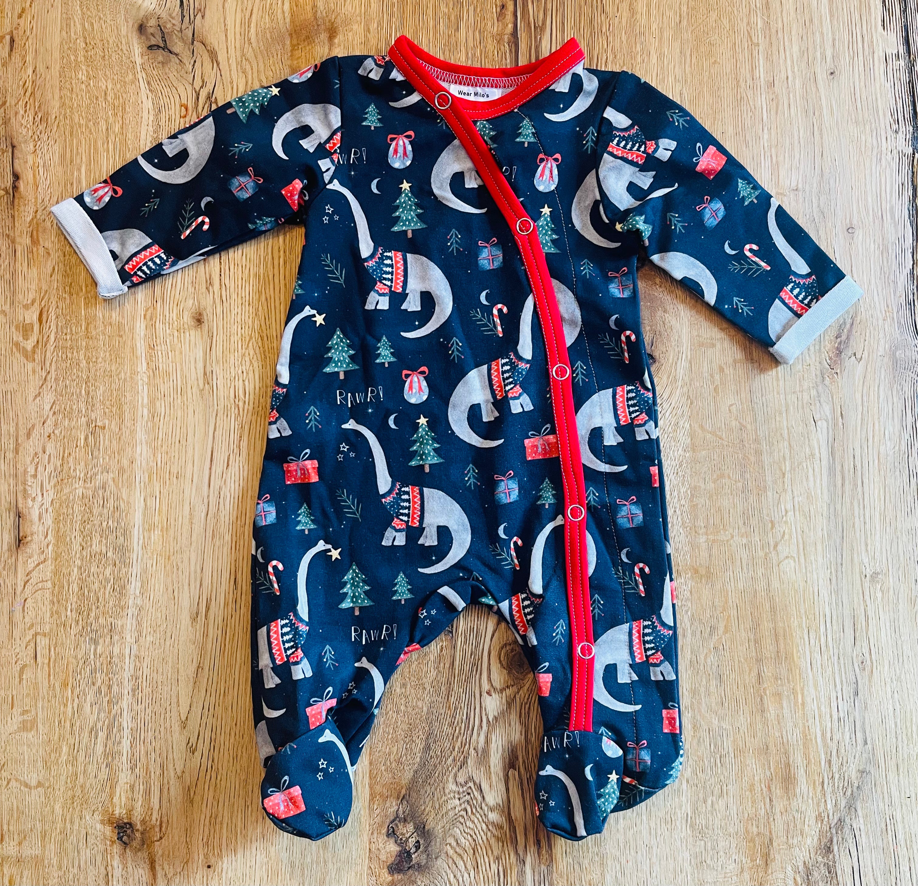 Navy Dinosaurs Footed Sleepsuit - 0/3 months