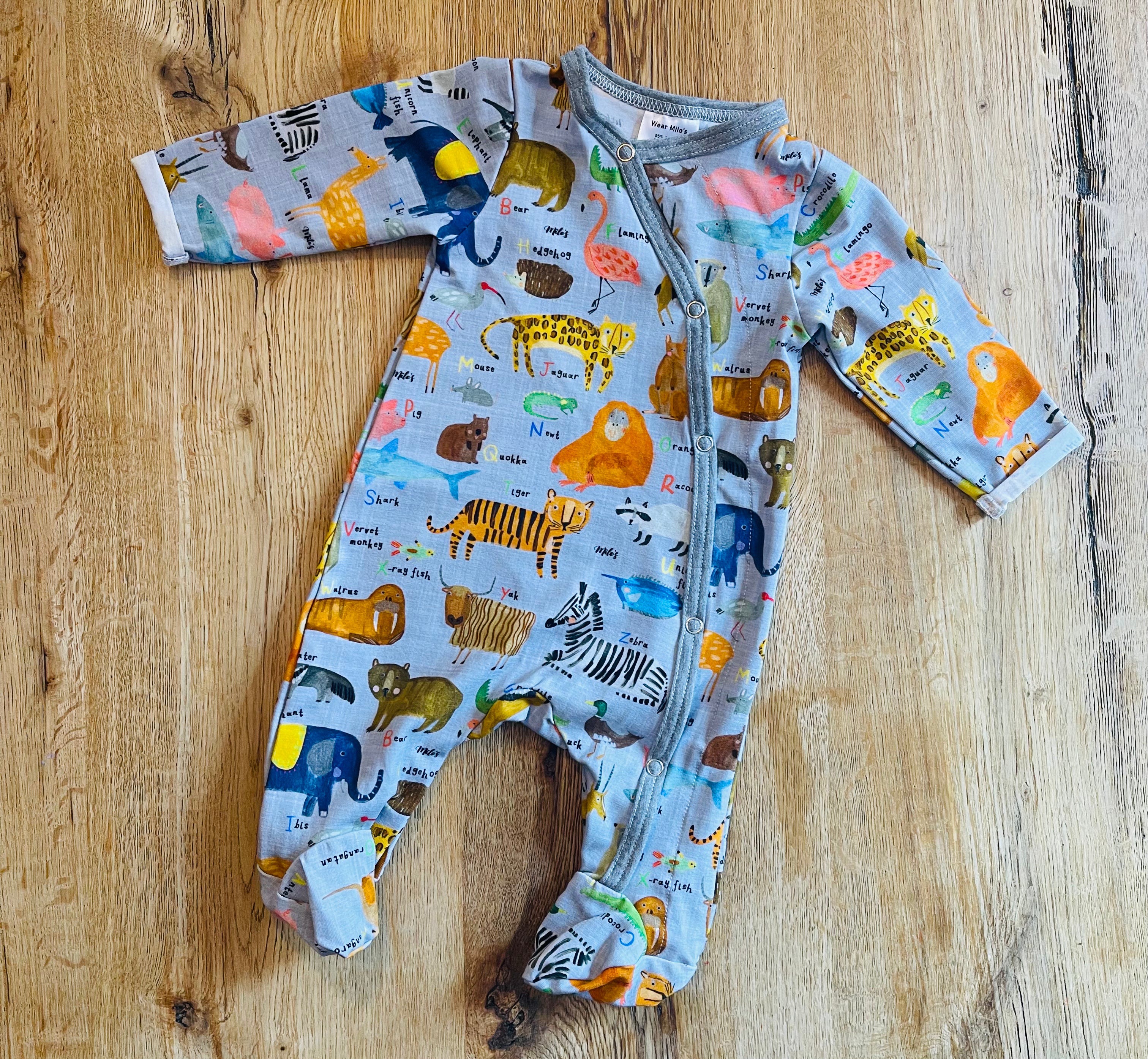 AlphaZoo Footed Sleepsuit - 0-3 months