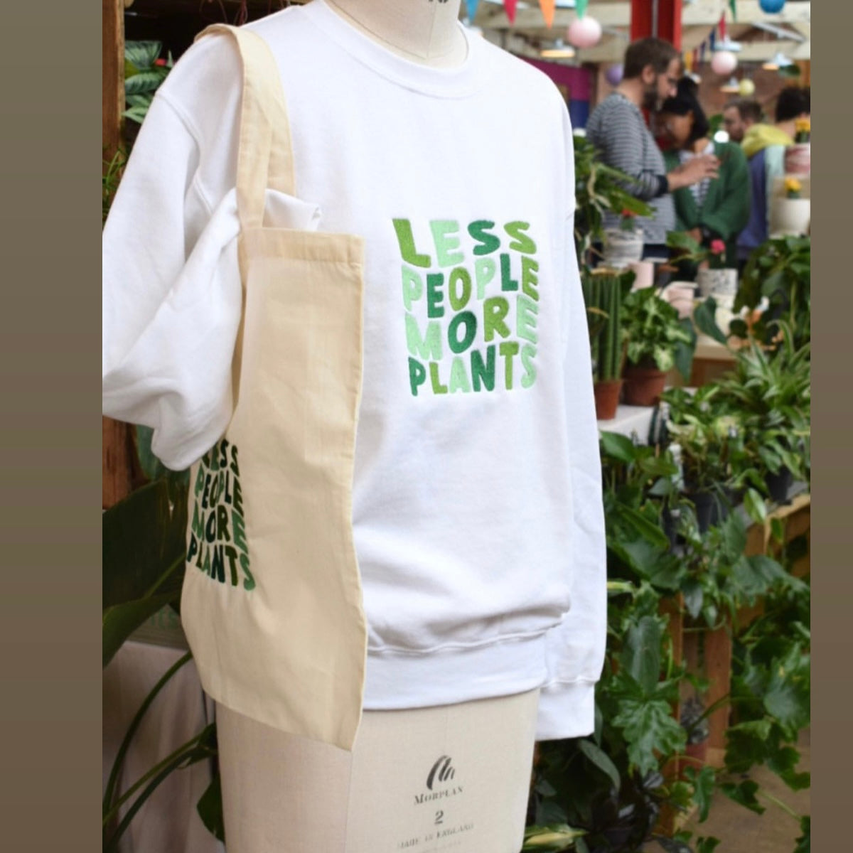 Less People More Plants Embroidery Sweater