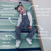 Snow Leopard Slouch Dungarees