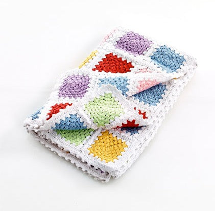 Hand Crochet Organic Baby Blanket - Pastel Rainbow
