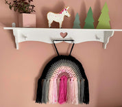 Hand Crocheted Rainbow Decoration - Black & Pink
