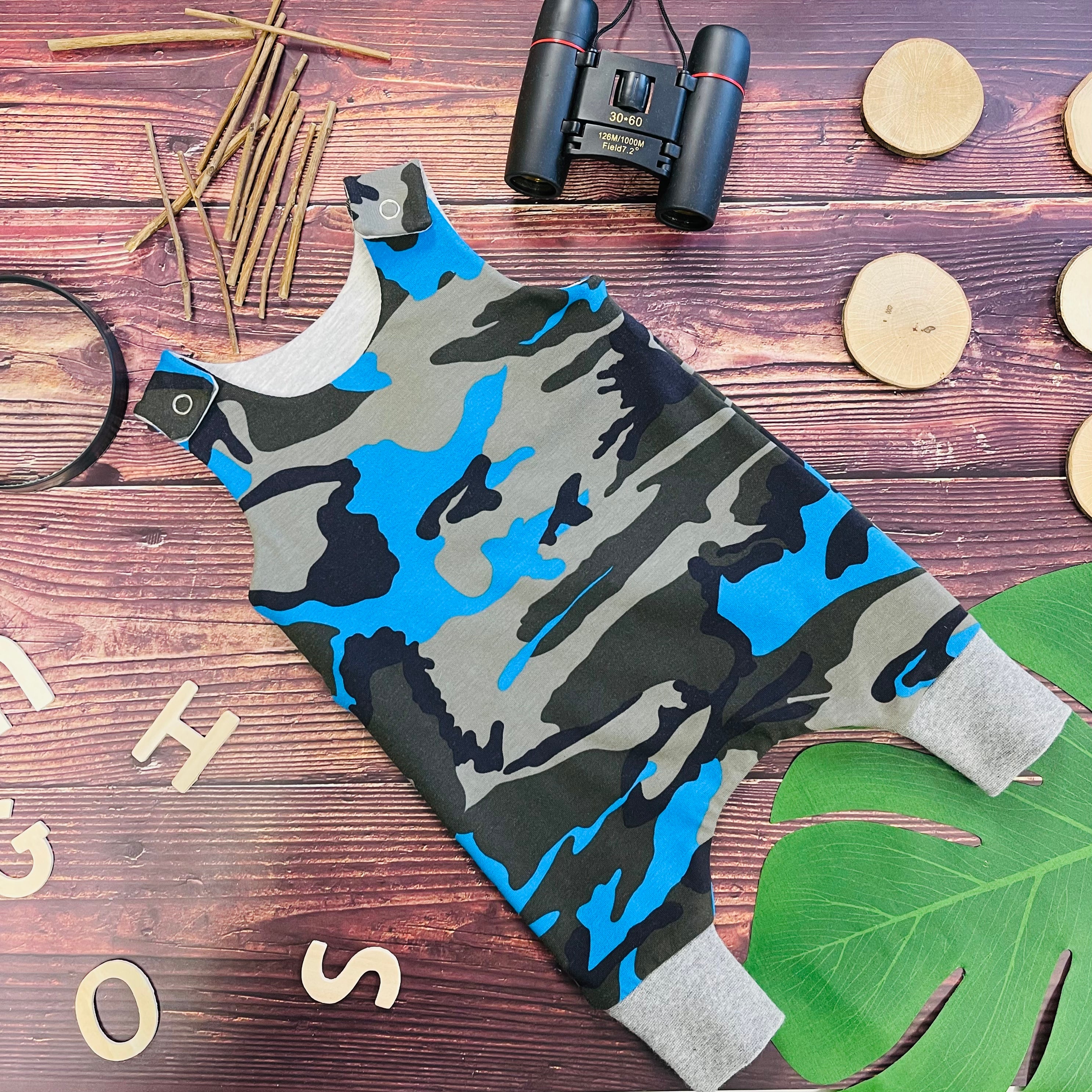 Blue Camo Harem Romper