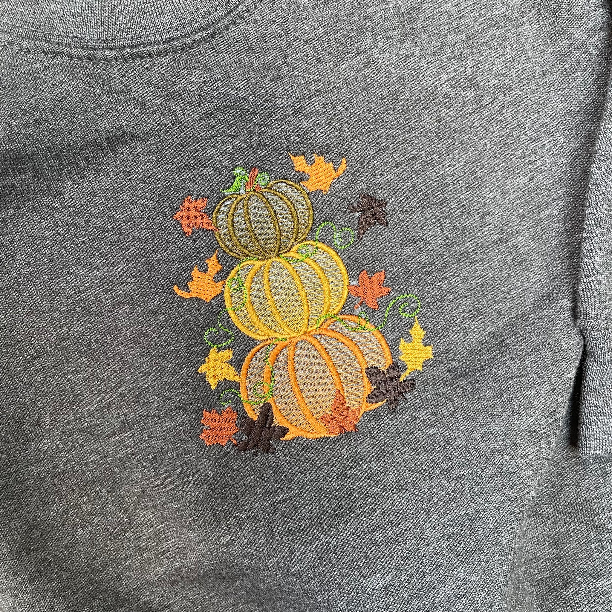 Stack of Pumpkins Halloween Embroidery Sweater