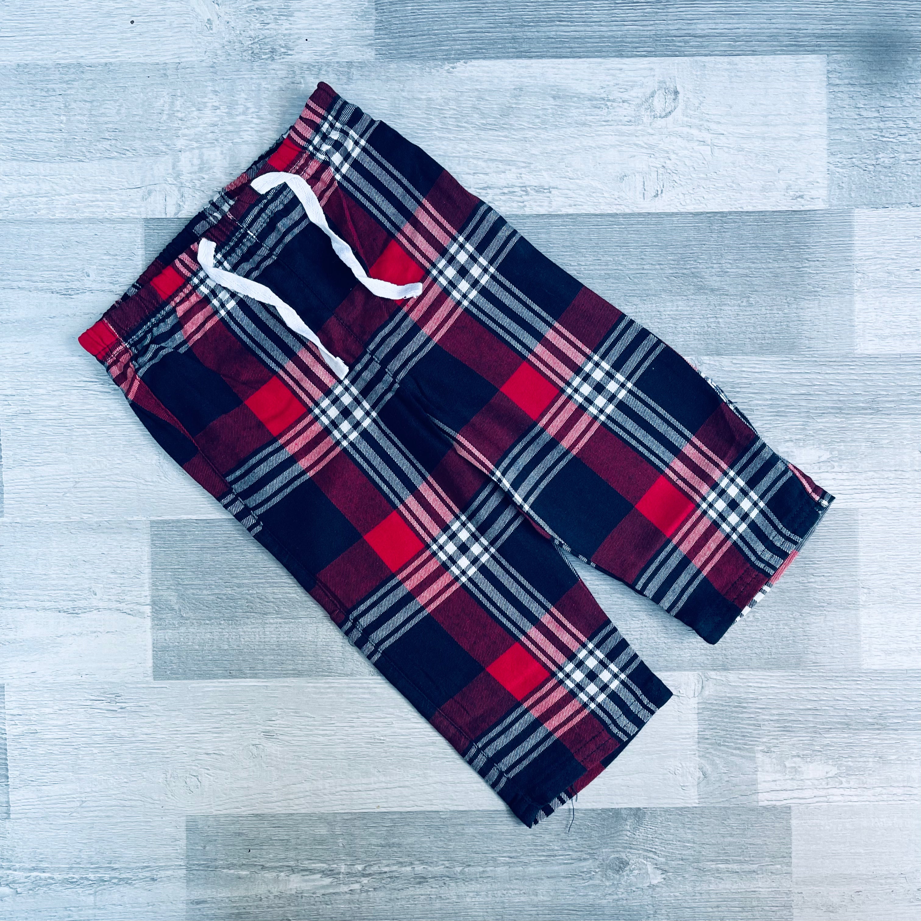 Red & Navy Tartan PJ Bottoms - 12-18 Months