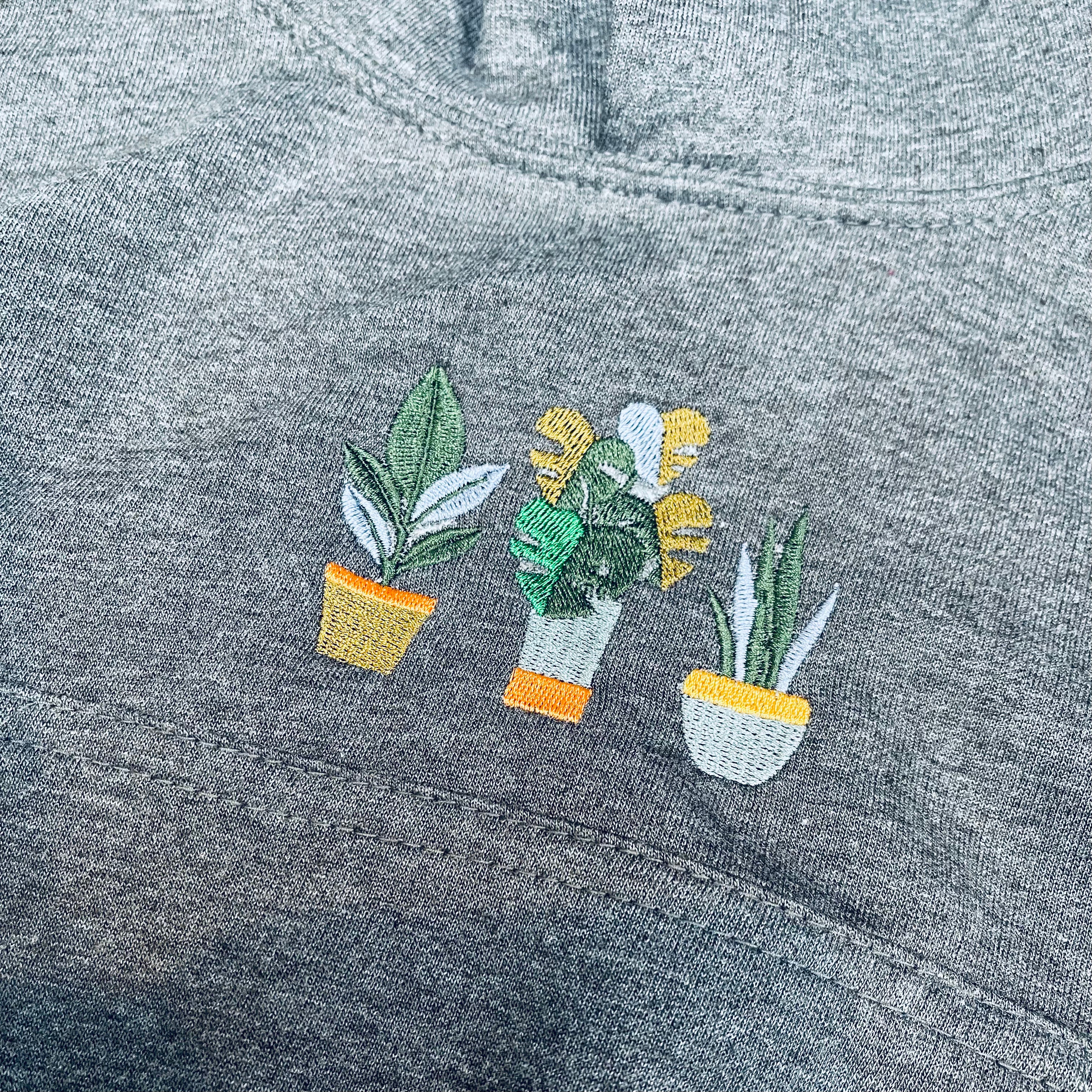 Plant Pot Embroidery Hoodie - 1-2 Years