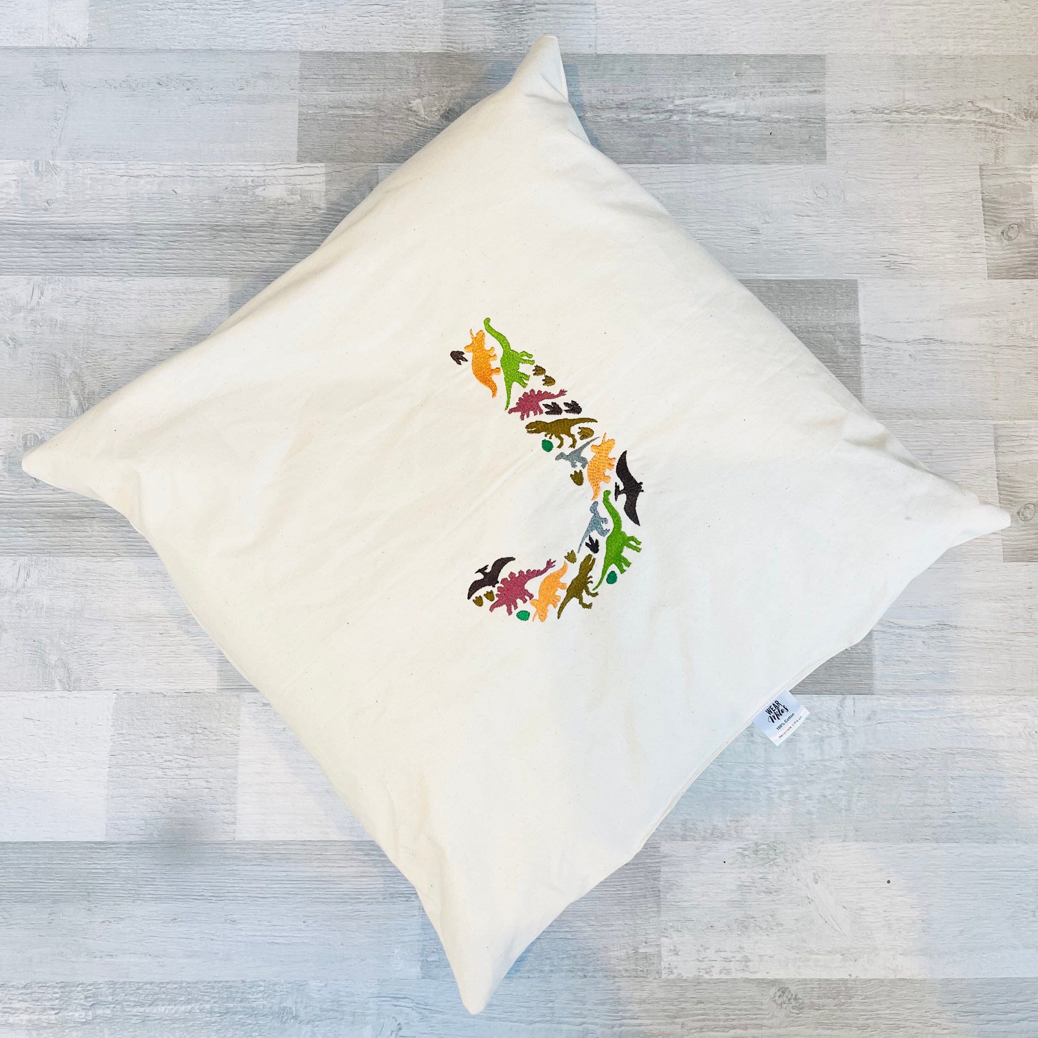 Personalised 'J' Embroidered Dinosaur Initial Cushion