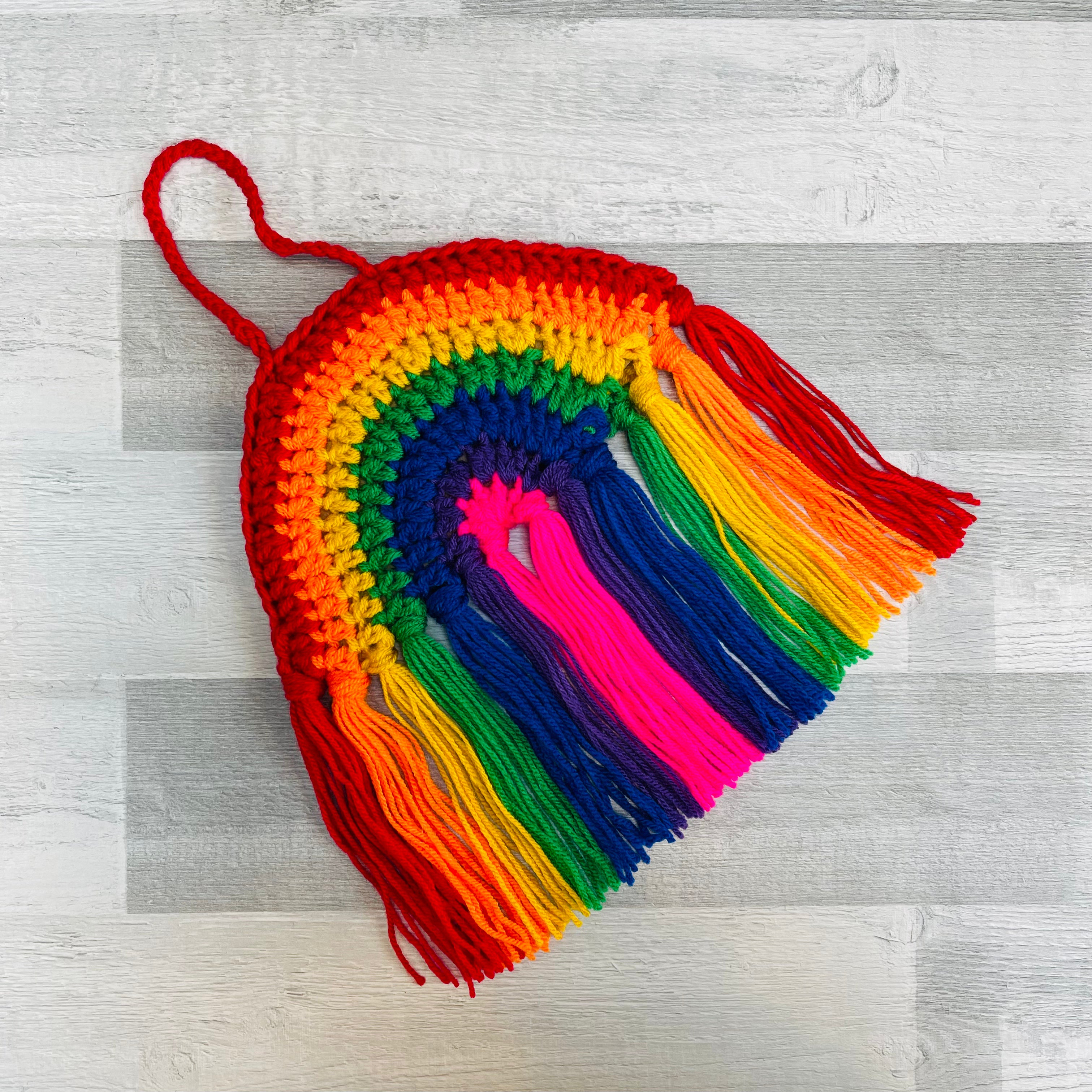 Hand Crocheted Rainbow Decoration - Bright Rainbow
