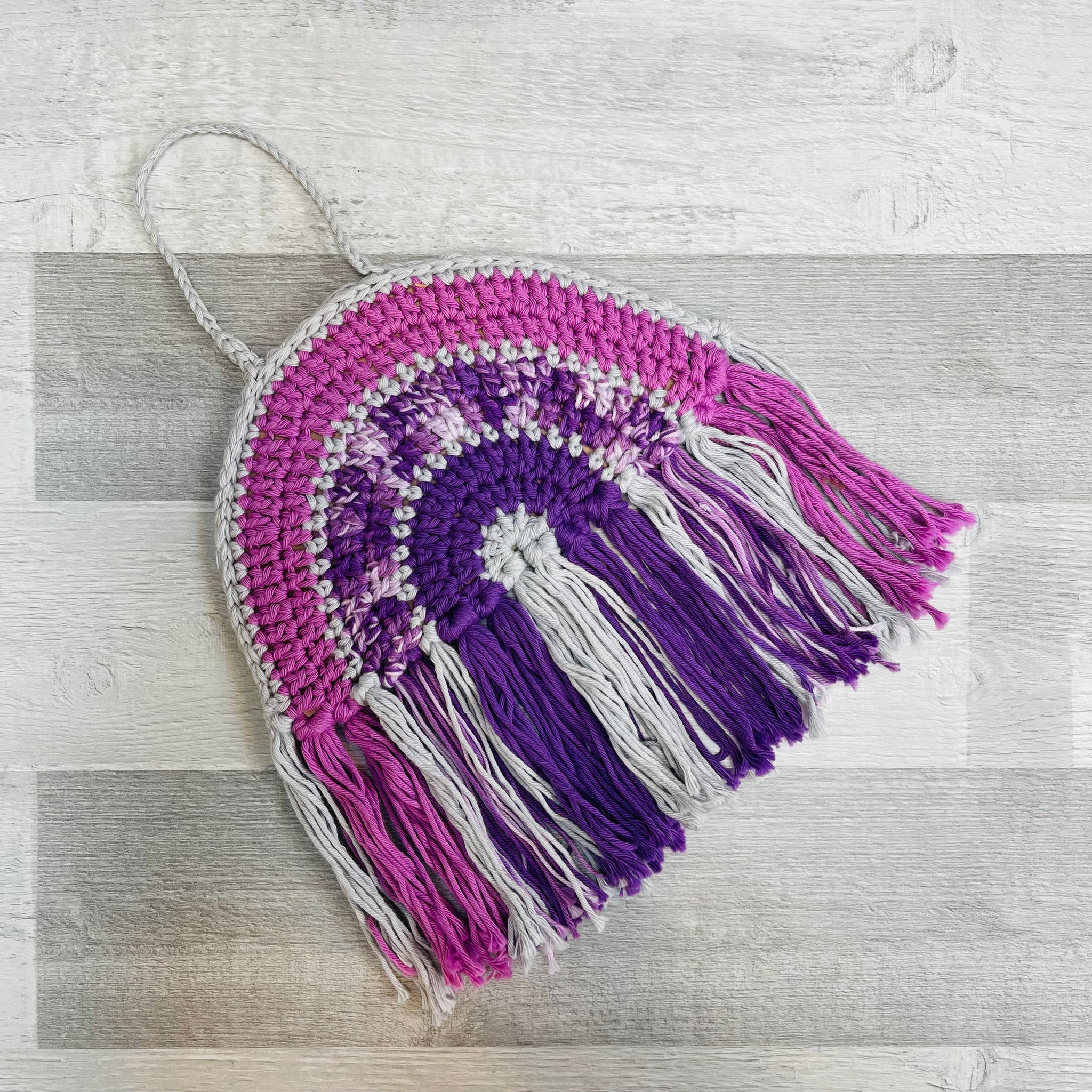 Hand Crocheted Rainbow Decoration - Purples