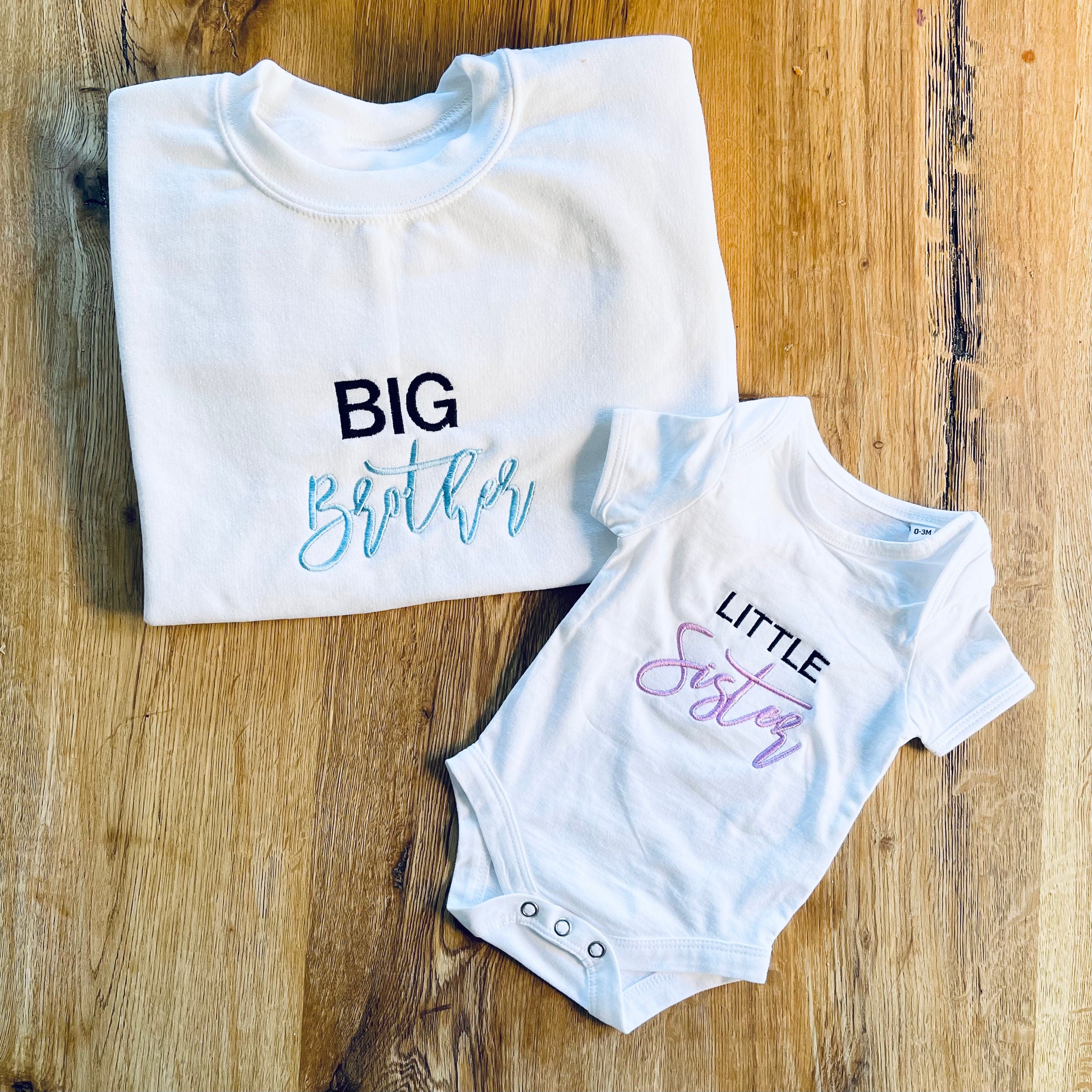 Baby Announcement Embroidery Builder - Big Brother, Little Sister