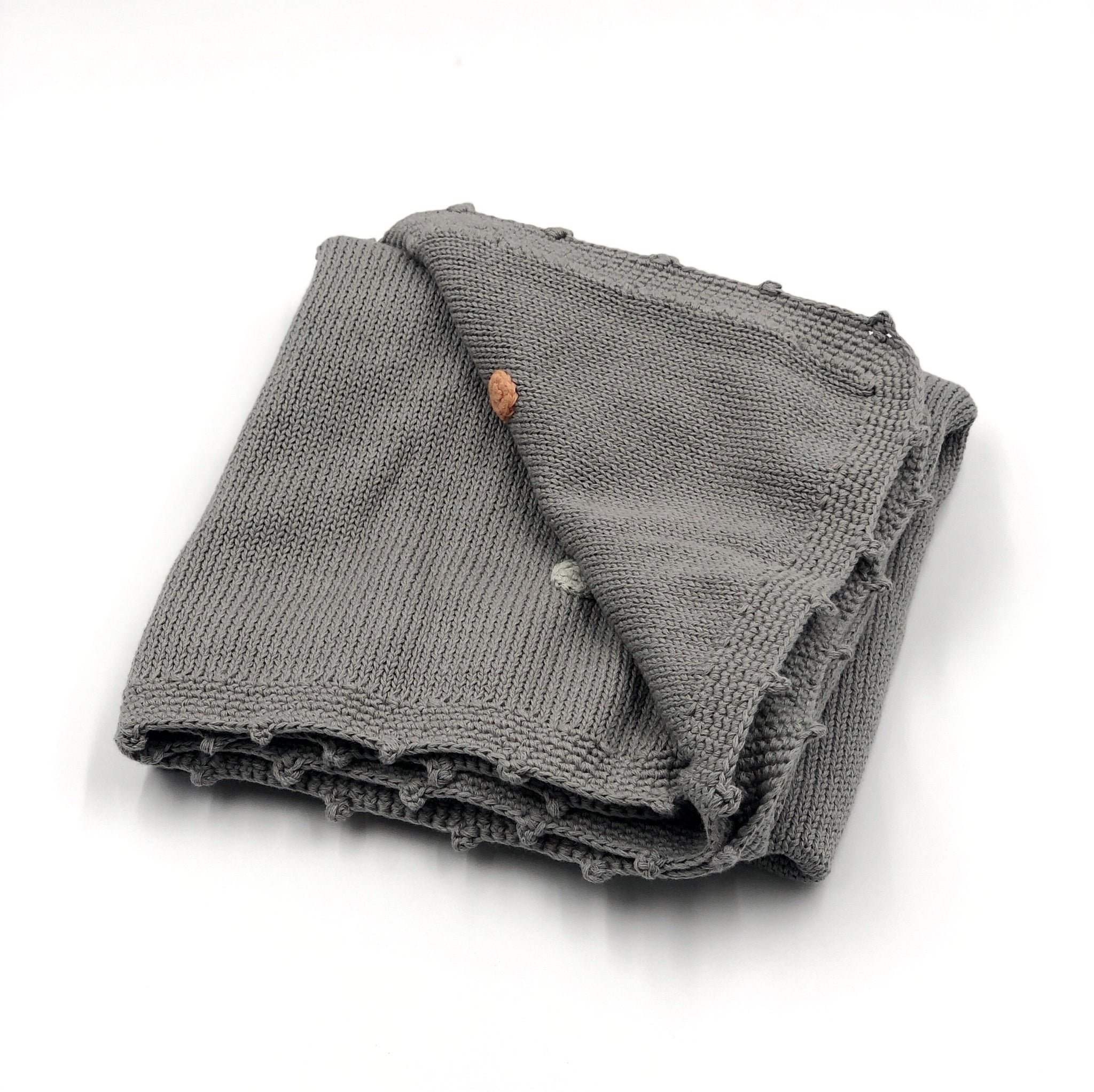 Hand Knitted Organic Baby Blanket - Dotty Grey