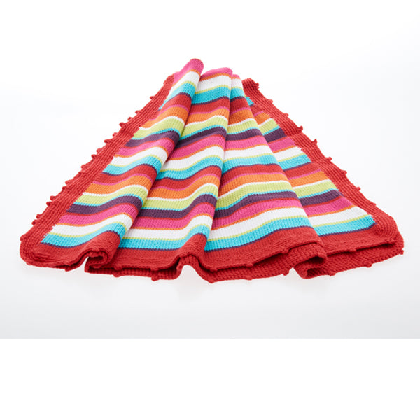 Hand Knitted Organic Baby Blanket - Multicoloured