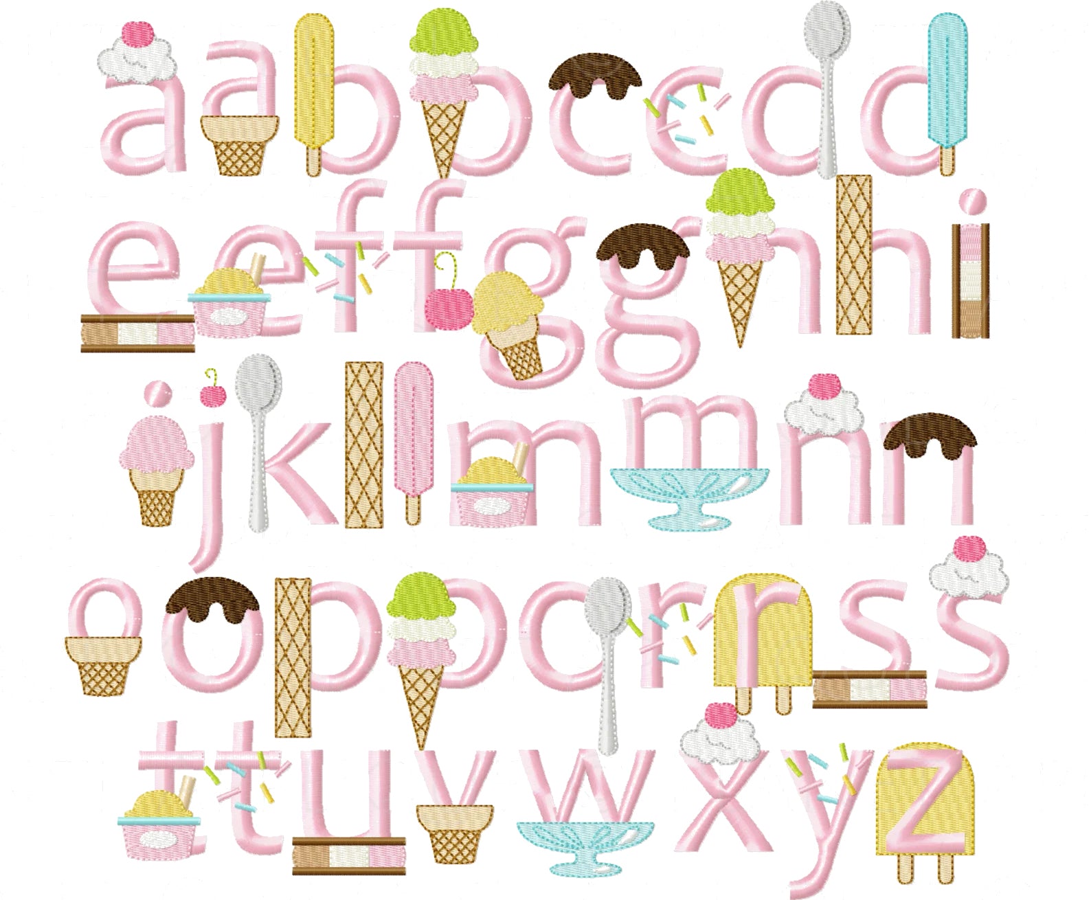 Ice Cream Font Embroidery