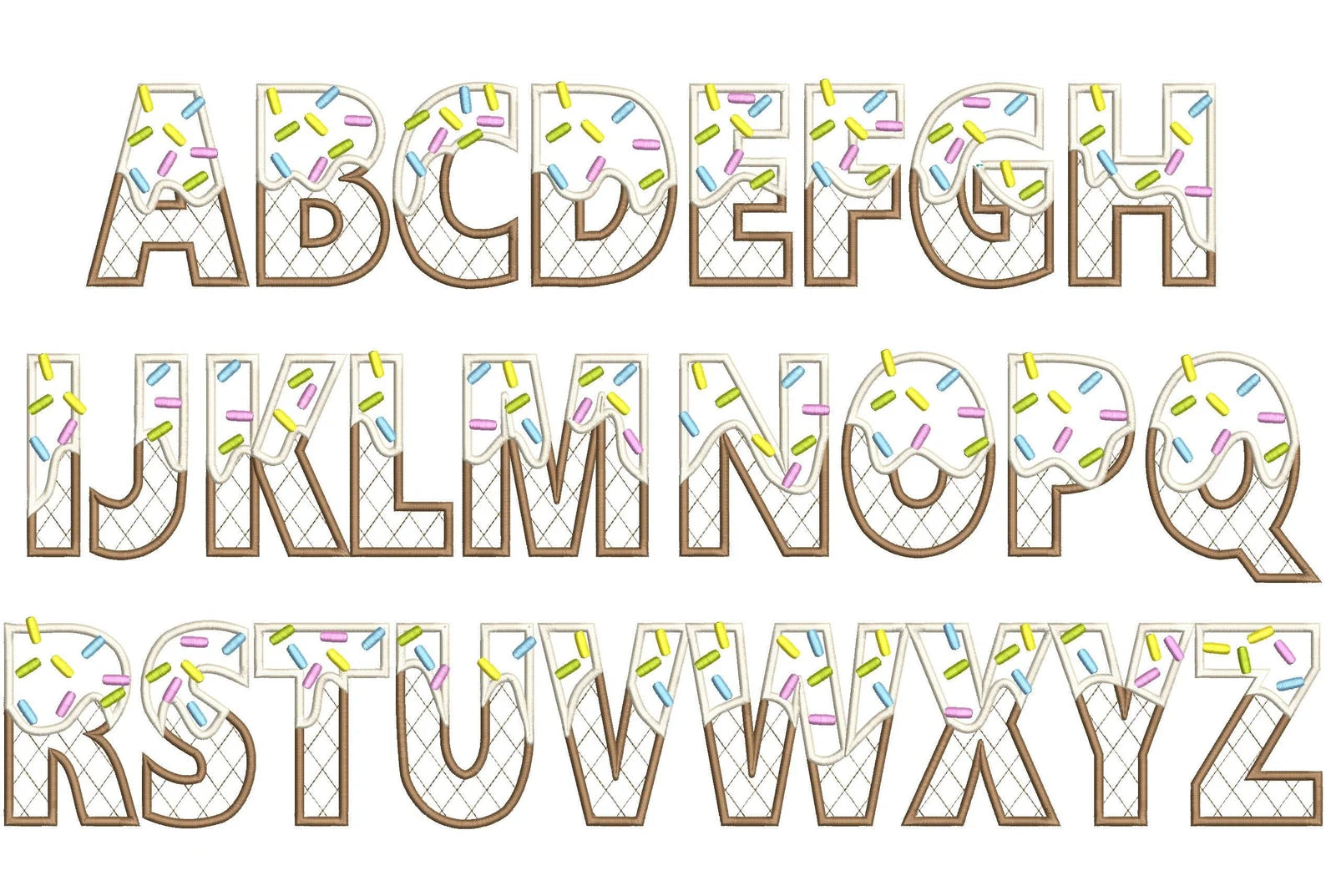 Ice Cream Capital Font Embroidery
