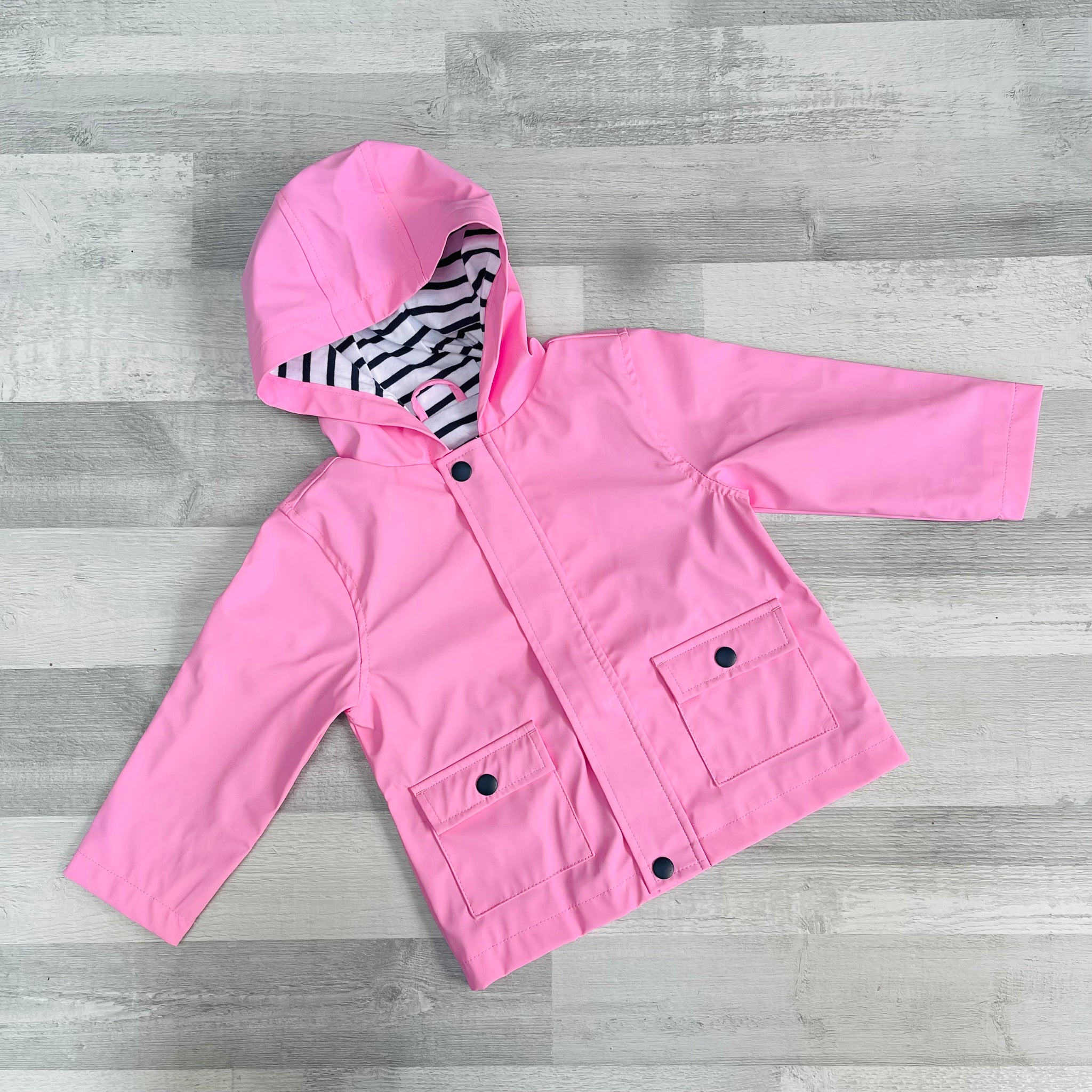 Pink Showerproof Coat with Nautical Stripe Lining